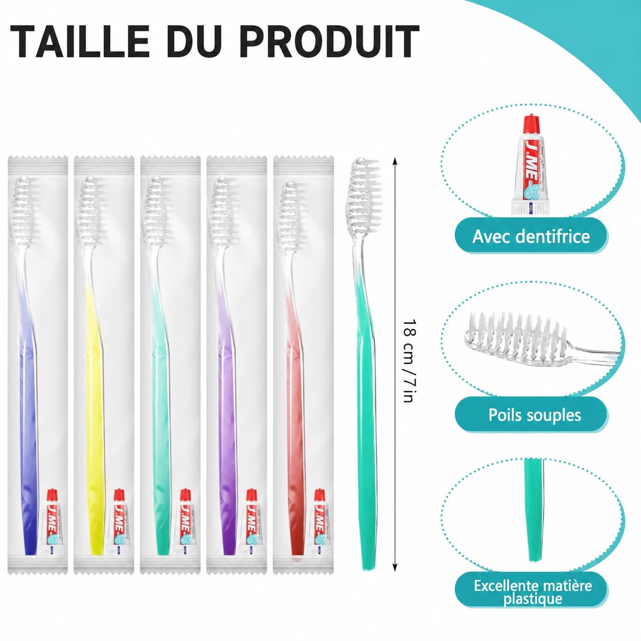 Set di 250 spazzolini da denti usa e getta con dentifricio, spazzolini da denti da viaggio singolarmente confezionati, spazzolini da denti manuali con dentifricio per hotel, ospiti, donazioni e