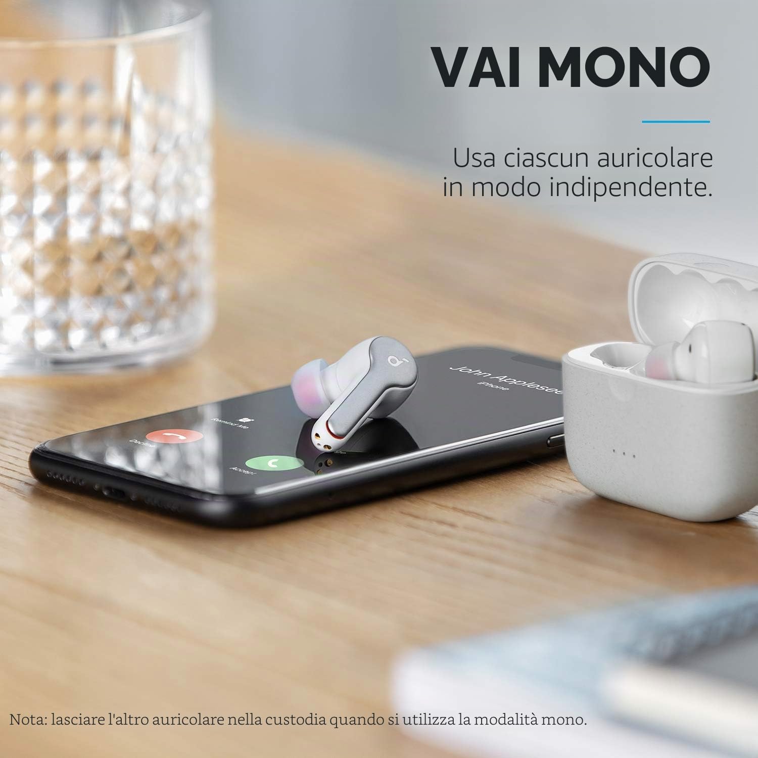 Anker Innovations Soundcore Liberty Air 2 - Auricolari wireless True con driver Diamond-Coated e 4 microfoni con cancellazione del rumore in collegamento montante - Bianco