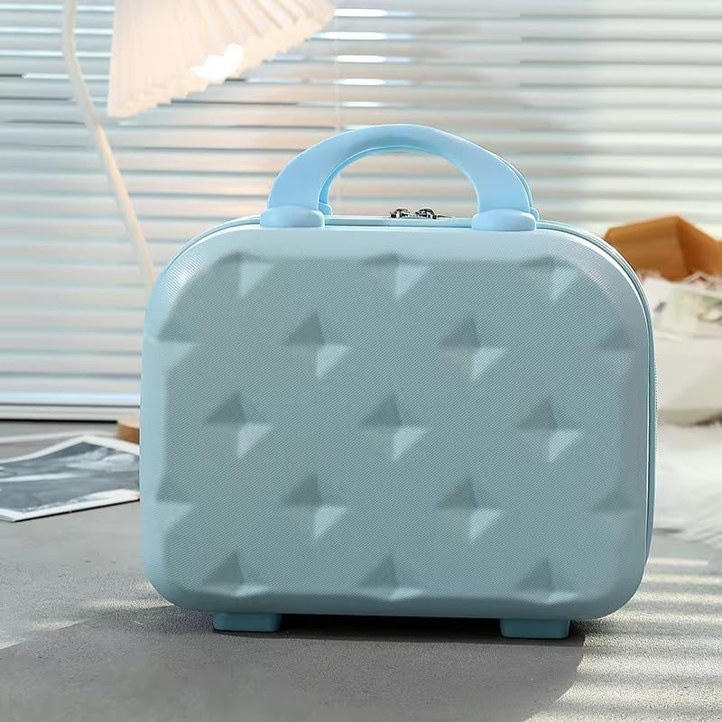 Image of Portable Hard Shell Cosmetic Bag Travel Case, Small Travel Hand Luggage with Elastic Band, Mini Abs Carrying Makeup Case Suitcase (R-Baby Blue)