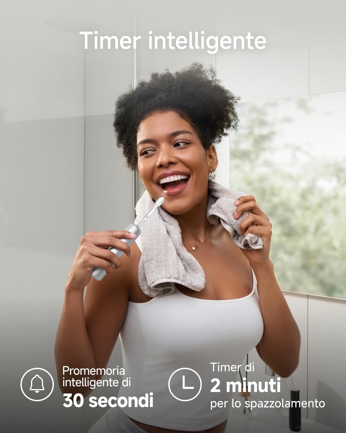 Laifen Wave Pro Spazzolino Elettrico Sonico per Adulti – Spazzolino Sonico con Oscillazioni a 60°, App Intelligente, Batteria da 70 Giorni, 2 Testine, Impermeabile IPX8 (Alluminio Argento)