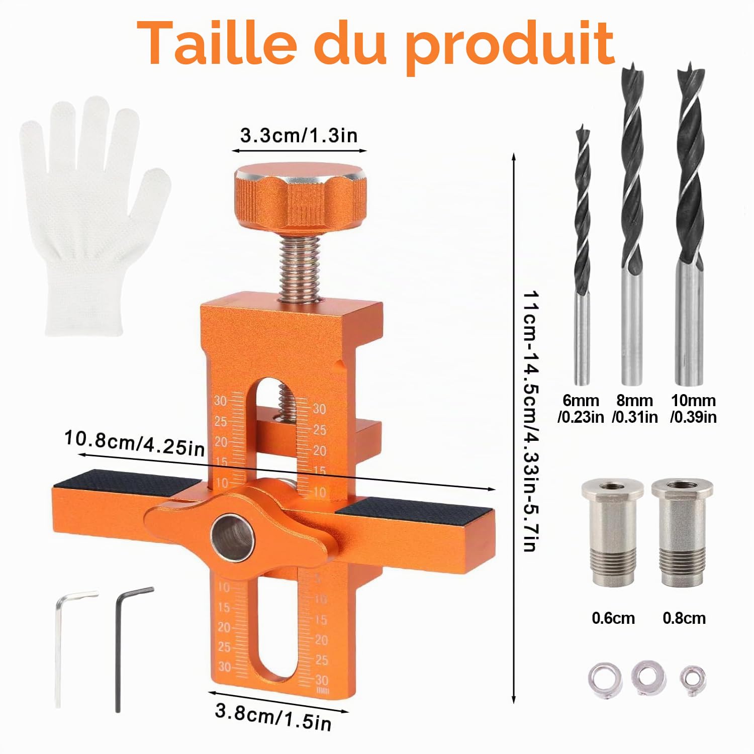 Jig d’installation pour porte de placard – Positionneur réglable 2 en 1 | Kit universel en alliage d’aluminium pour portes de placard avec 3 forets