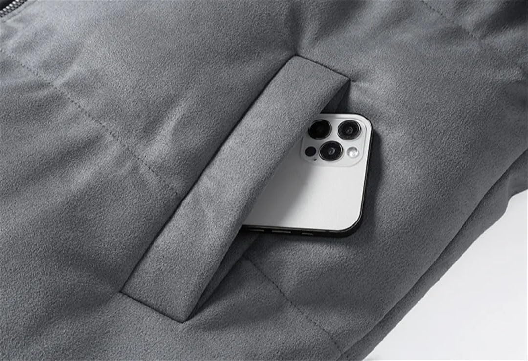 Giacca in pelle scamosciata invernale da uomo tinta unita caldo Business Stand Collar Top Cappotto semplice da uomo