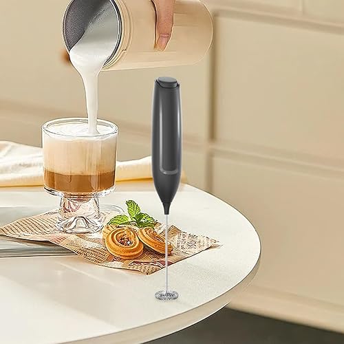 Potente varita espumadora de leche, mini espumador de leche de mano con batidor de acero inoxidable, mezclador de bebidas a batería para café,