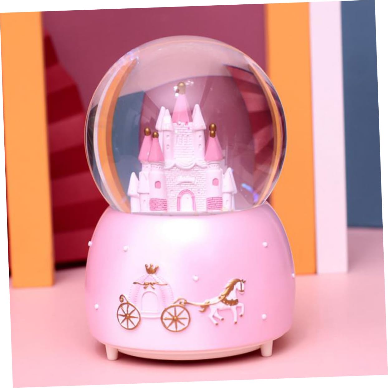 Bola Musical de Cristal Rosa Diseño Creativo y Único, Bola Decorativa para Salón y Dormitorio, Hecha de Resina y Vidrio para Crear Sorpresa y Calidez