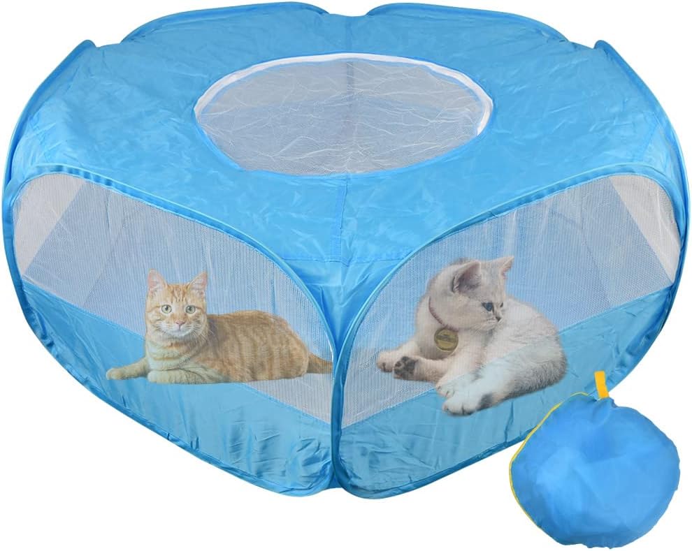 Small Animals Playpen, Portable Reptiles Cage, Breathable Indoor Pet Cage Tent with Zipper Cover, Indoor Outdoor Exercise Yard Fence…