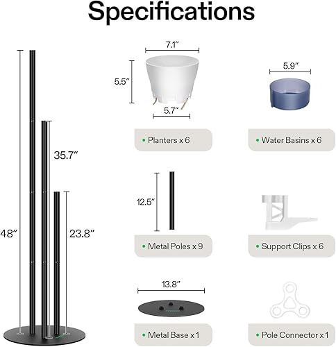 Miniatura 8 de VIVOSUN Soporte de metal para plantas, torre vertical de 6 niveles altos con macetas de riego automático, estante modular para uso en interiores y