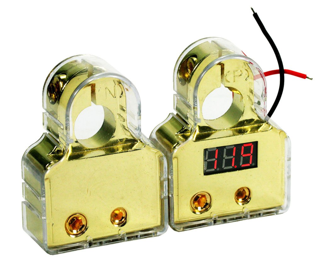 Micro Traders Gold Plated LED Digital Battery Cable Terminals Pair
