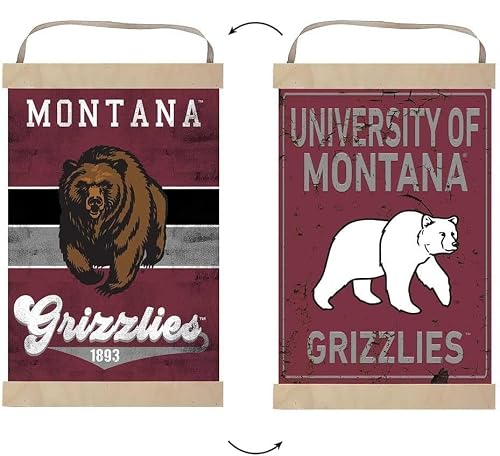 KH Sports Fan Reversible Banner Sign Retro Multi Color Montana Grizzlies