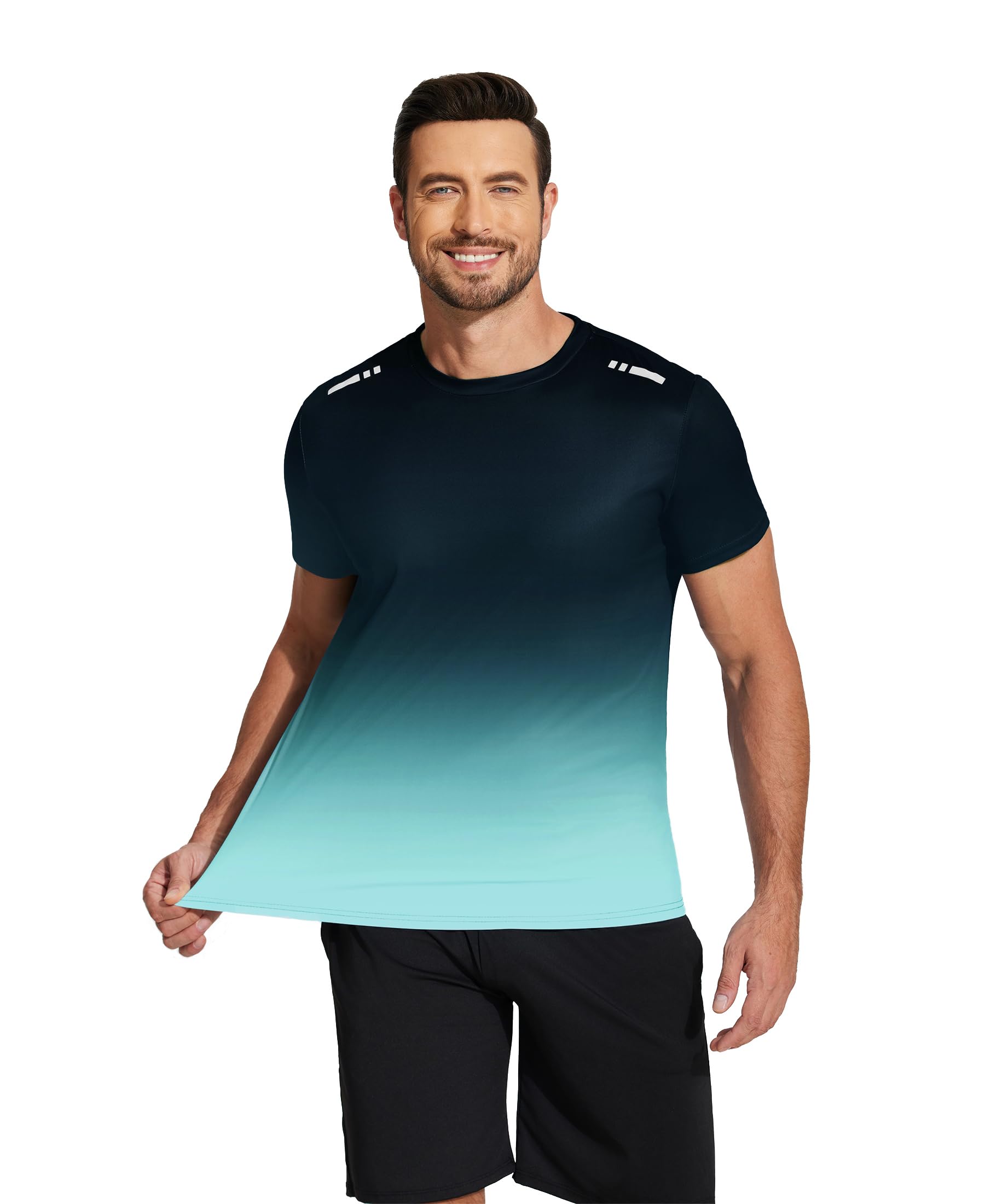 PINSPARK Camiseta Deportiva De Manga Corta Hombre, Transpirable, Secado RáPido, Correr Y Gimnasio, con Degradado — view 4
