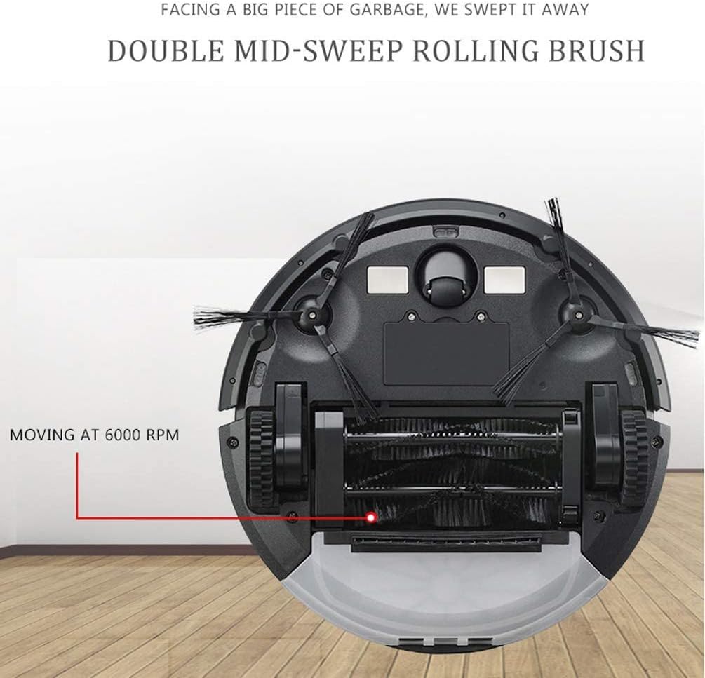 Robot Vacuum Cleaner Sweeping Robotic Robotic Vacuum, Intelligent Super-Thin Quiet Self-Charging for Pet Hairs Hard Floor Medium Carpet-Black (Color : White) (White)