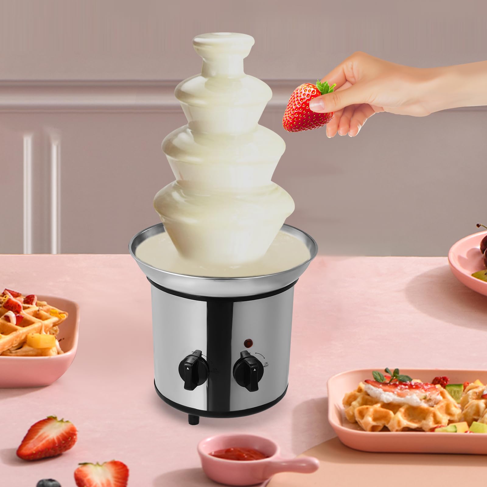 Xuthusman 4 Tier Electric Chocolate Fondue Fountain Machine, Stainless Steel Chocolate Fountain Machine, 4-Pound Capacity for Chocolate Candy Butter Cheese