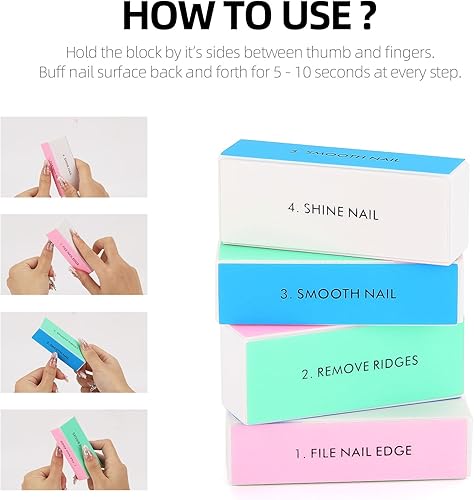 Miniatura 3 de Bloques pulidores de uñas de 4 vías para uñas naturales, bloque de pulido de uñas, limas de uñas, herramienta de forma y brillo de uñas
