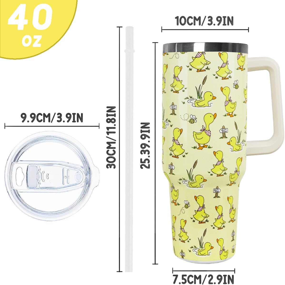 Duck Tumbler with Handle and Straw 40 oz Duck Cup Cute Funny Coffee Travel Mug Stainless Steel Insulated Water Bottle Duck Stuff Decor Gifts for Women - Image 5