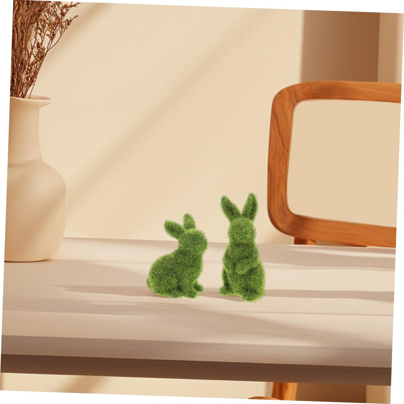 Garneck Elegante Figurina Verde in Miniatura Di Coniglietto Pasquale Coniglietto Floccato Artigianato Per La Decorazione Del