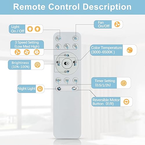 Miniatura 7 de DLLT - Ventilador de techo moderno de montaje empotrado con luces, 18.5 pulgadas, regulables, de perfil bajo, con control remoto, cambio inteligente