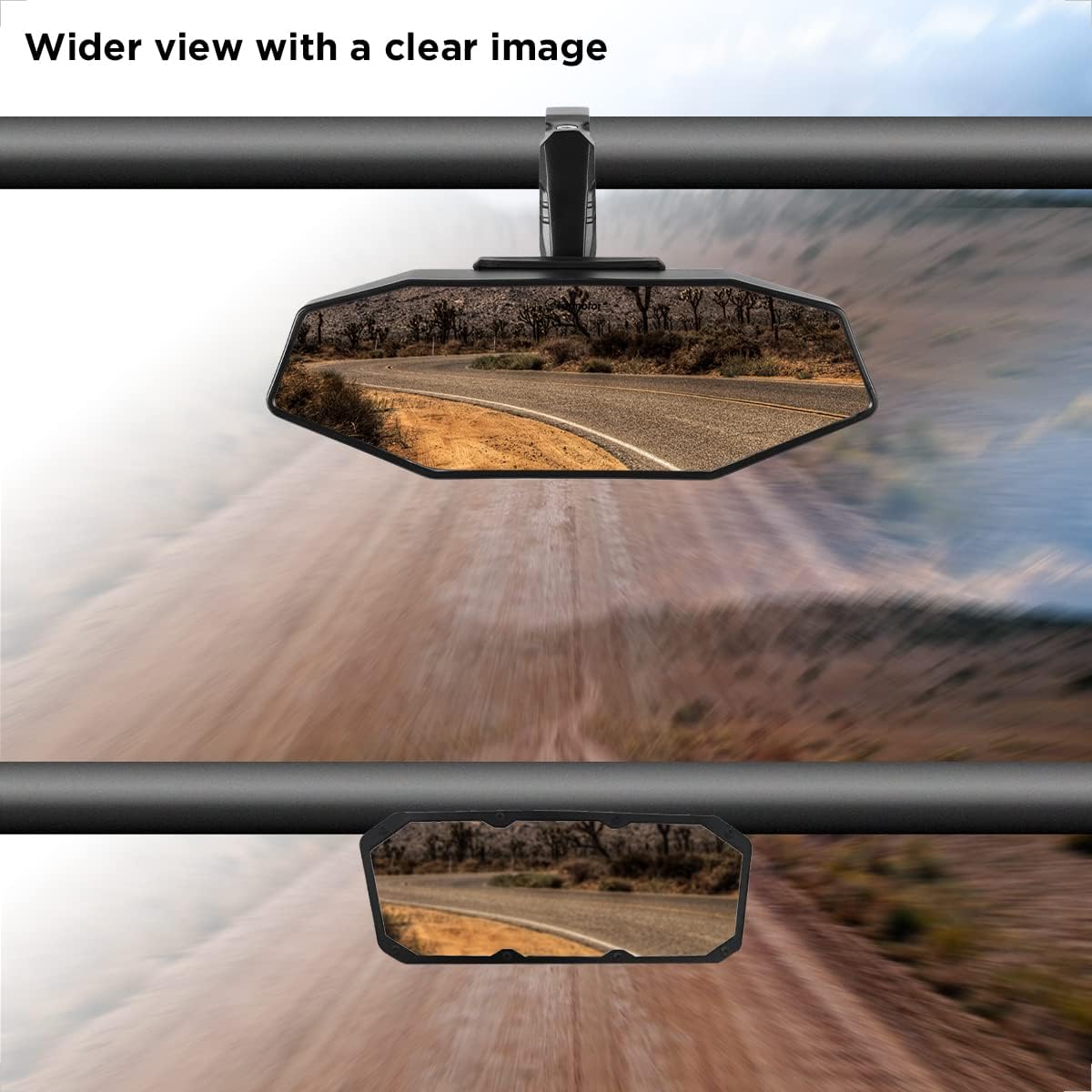 Evermotor UTV Center Rear View Mirror for 1.6"-2" Roll Bar Cages, 360° Adjustable Aluminum Clamp Compatible with ATV Polaris RZR Ranger Scooter Kawasaki Mule Pioneer Gator, Shatter Proof Glass