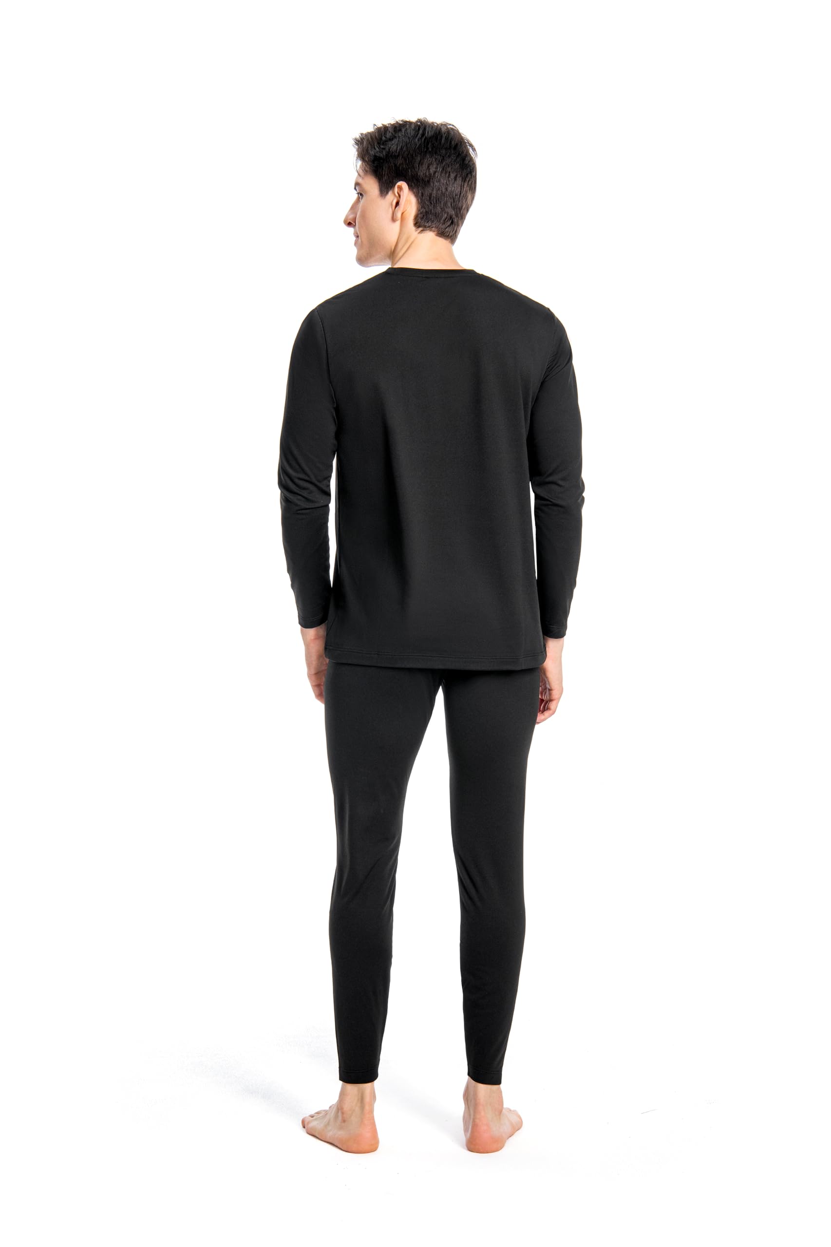 Nutria sous Vetement Thermique Homme Ensemble de sous-Vêtements Manches Longues Haut & Bas Col Rond à avec Doublure en Polaire Fonctionnel Couche de Base Intérieur par Temps Froid U07