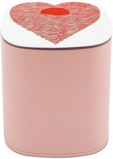 zxxpensy Red Heart with Wavy Lines Sun Abstract Jewelry Boxes for Women, Earring Holder Organizer Rotating Jewelry Organizer for Necklaces Bracelets Ring