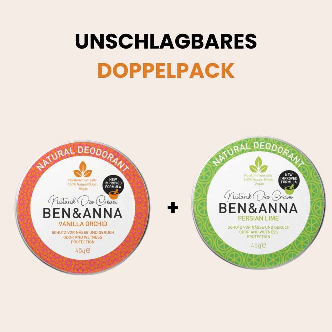 BEN & ANNA Deoccreme Vanilla Orchid – naturalny dezodorant dla mężczyzn i kobiet – dezodorant przeciwko silnemu poceniu się – wegański i naturalny kosmetyk – dezodorant bez aluminium – 1 opakowanie