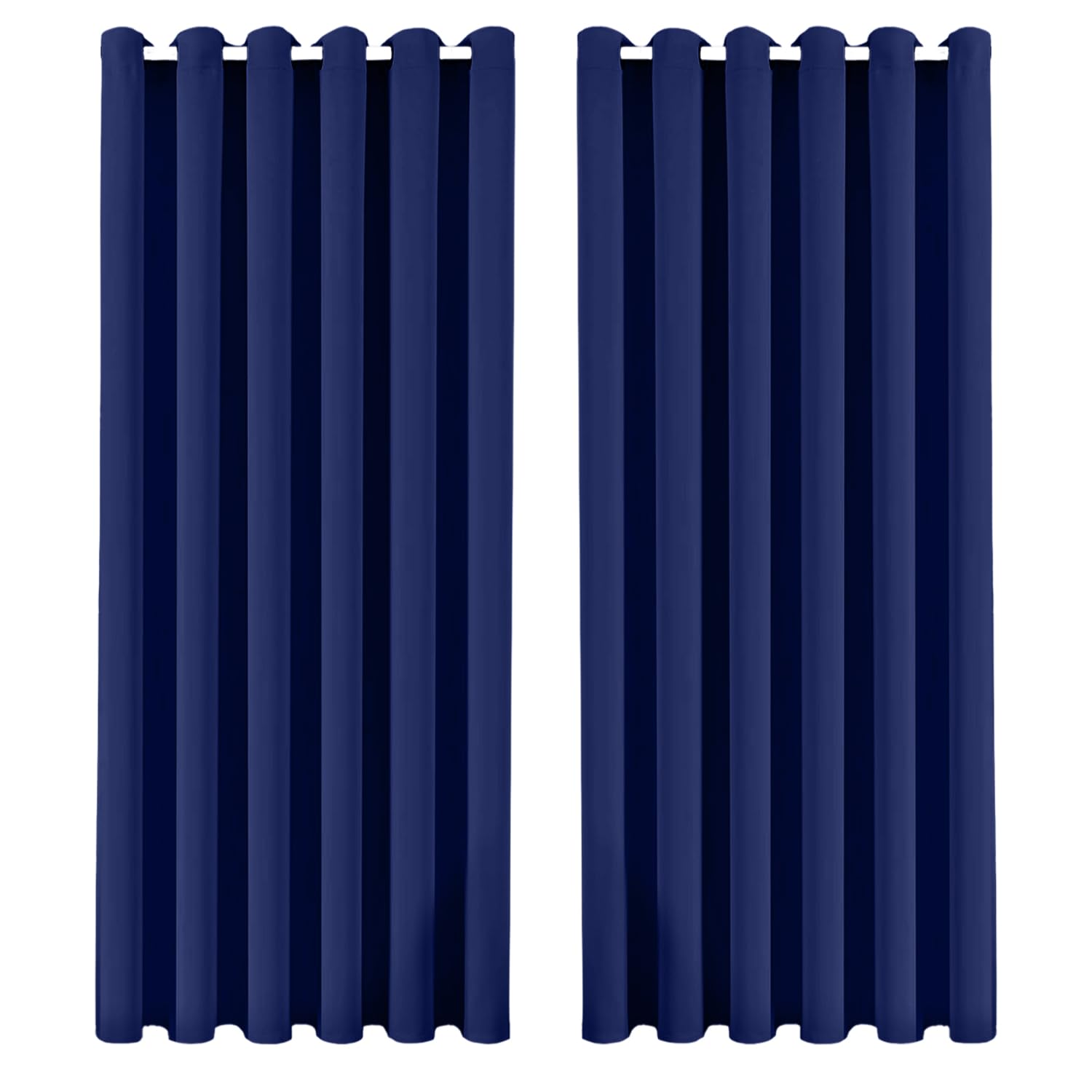 Bedlooms Navy Blackout Eyelet Curtains For Living Room Thermal Insulated Curtains Energy Efficient 2 Panels Each Wide 46X54 Inch Drop With 2 Tie Backs