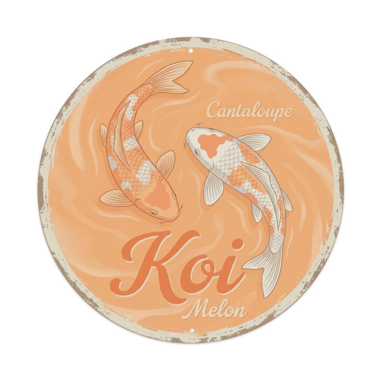 Koi Fish Cantaloupe Melon Waters Orange Soft Sweet Fresh Metal Tin Sign