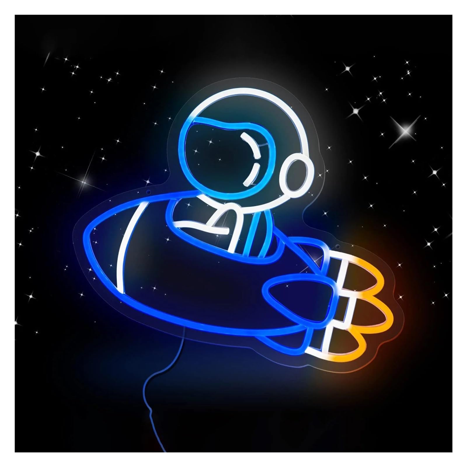 LEMST Sign Lamp Astronauts Turn On Rocket Neon, Suitable for Game Rooms, Study Rooms Or Tech-Themed Spaces 32x40cm