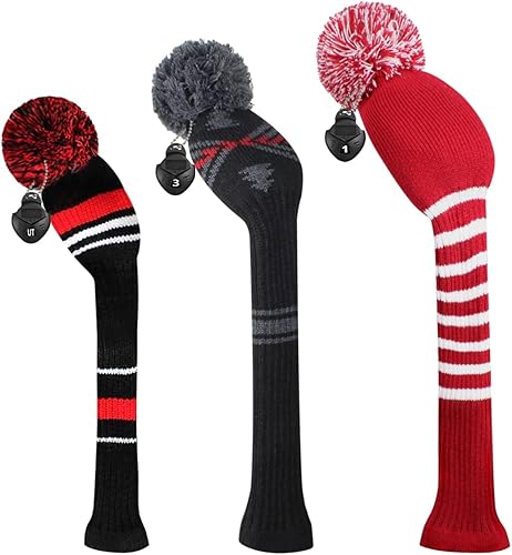 Miniatura 7 de Scott Edward Juego de 3 fundas de cabeza de golf de punto para maderas se adapta bien al conductor (460 cc) madera de pasillo e híbrido (UT), el