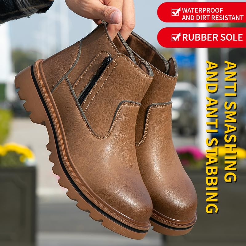 Image of Women's Steel Toe Boots Waterproof Lightweight Construction Safety Shoes