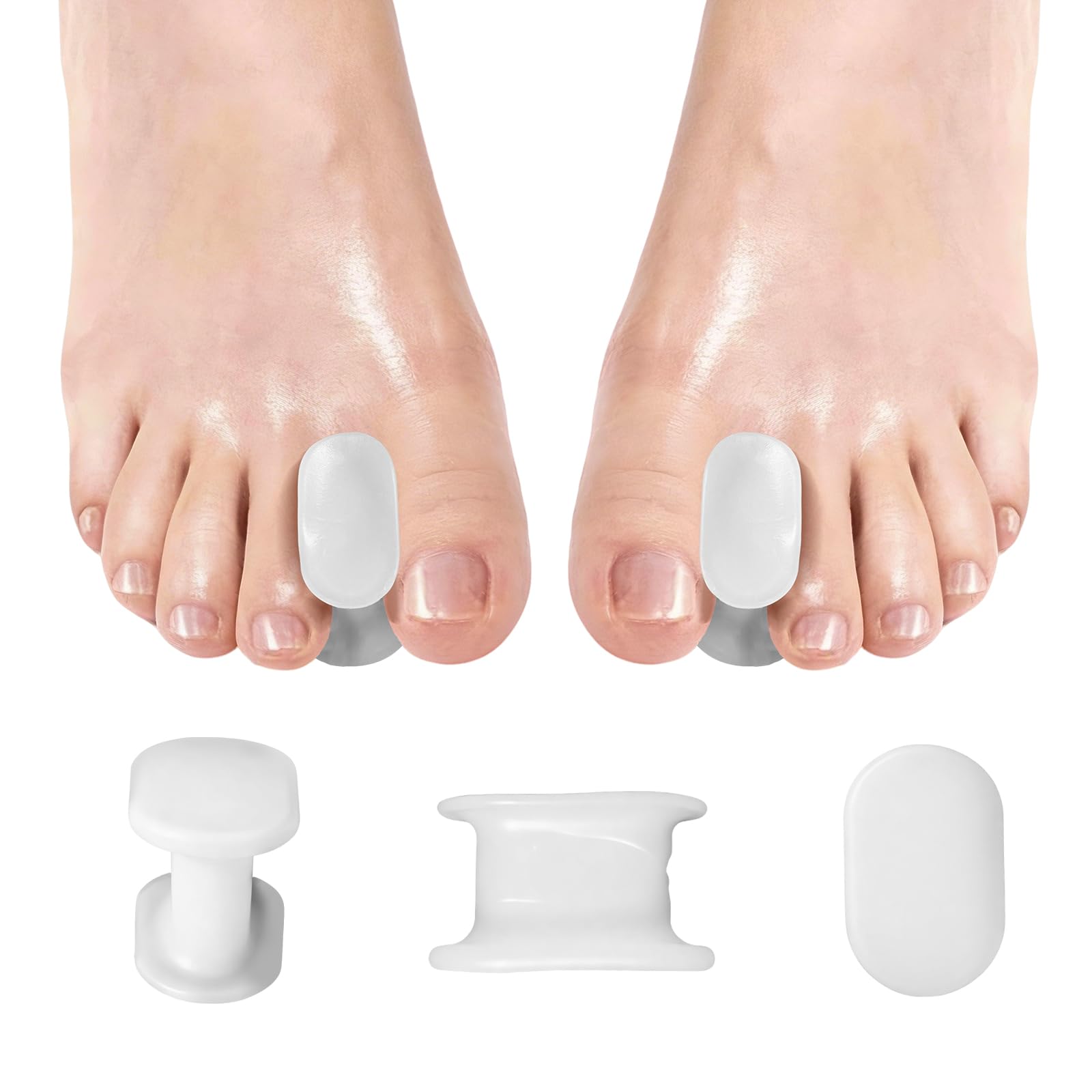 PrettSole 6 Pairs Toe Separators(1/2' Thick), Silicone Toe Spacer, Bunion Relief Pads to Temporarily Correct Big Toe & Relieve Bunion Pain,
