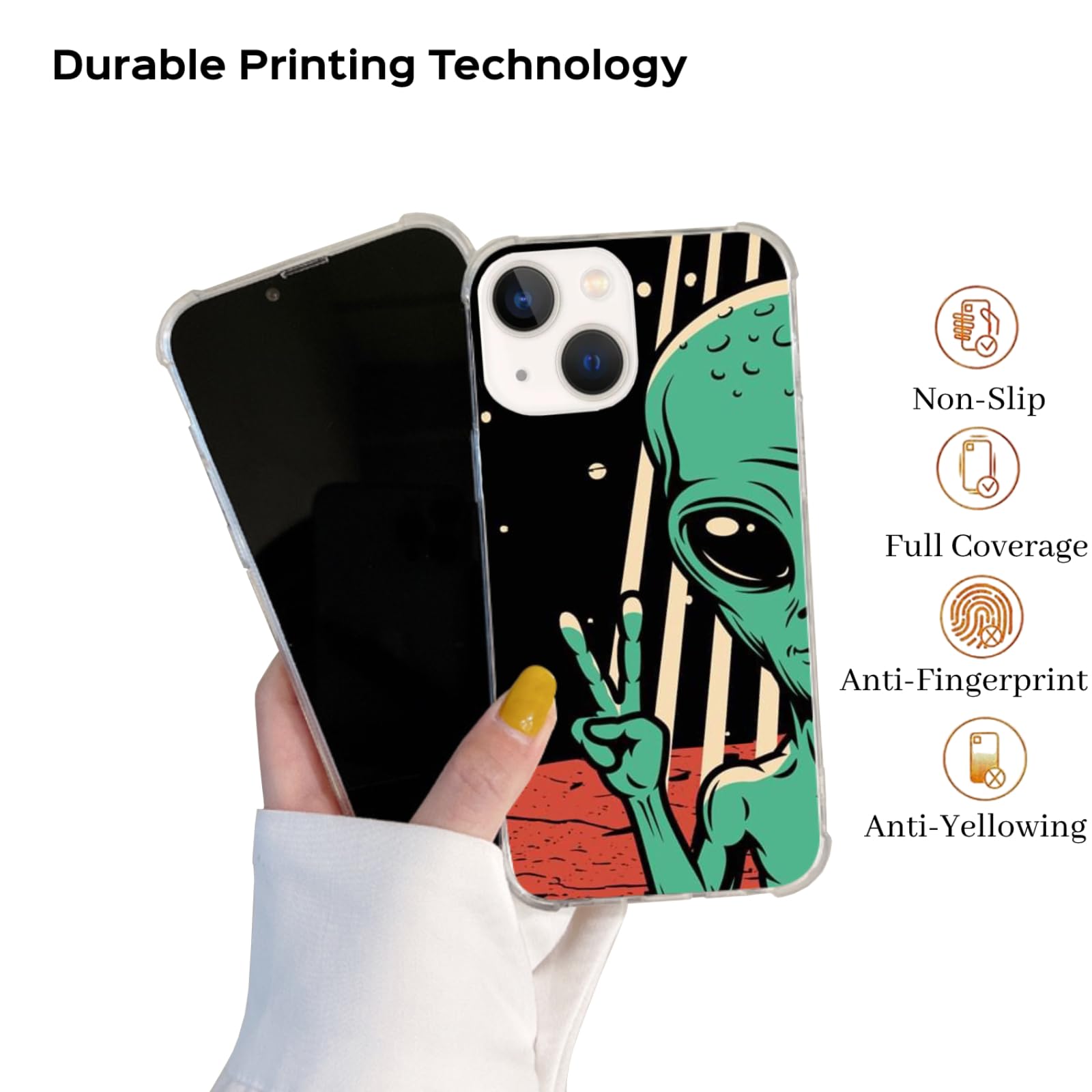 Cool Alien UFO Custodia per iPhone 15 Pro Max, psichedelico Trippy