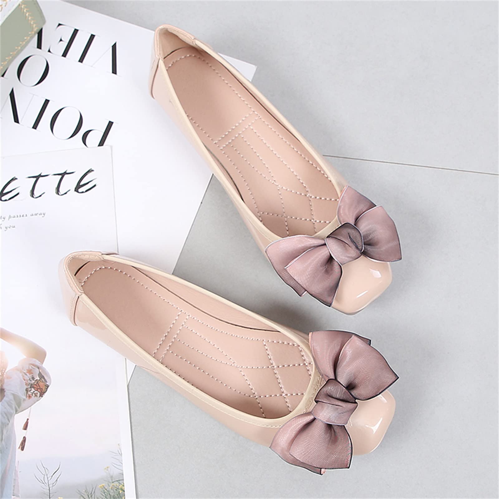 MACHSWON Ballerine da donna casual punta quadrata fiocco nodo slip on memory foam eleganti appartamenti carino papillon pompe Dolly scarpe