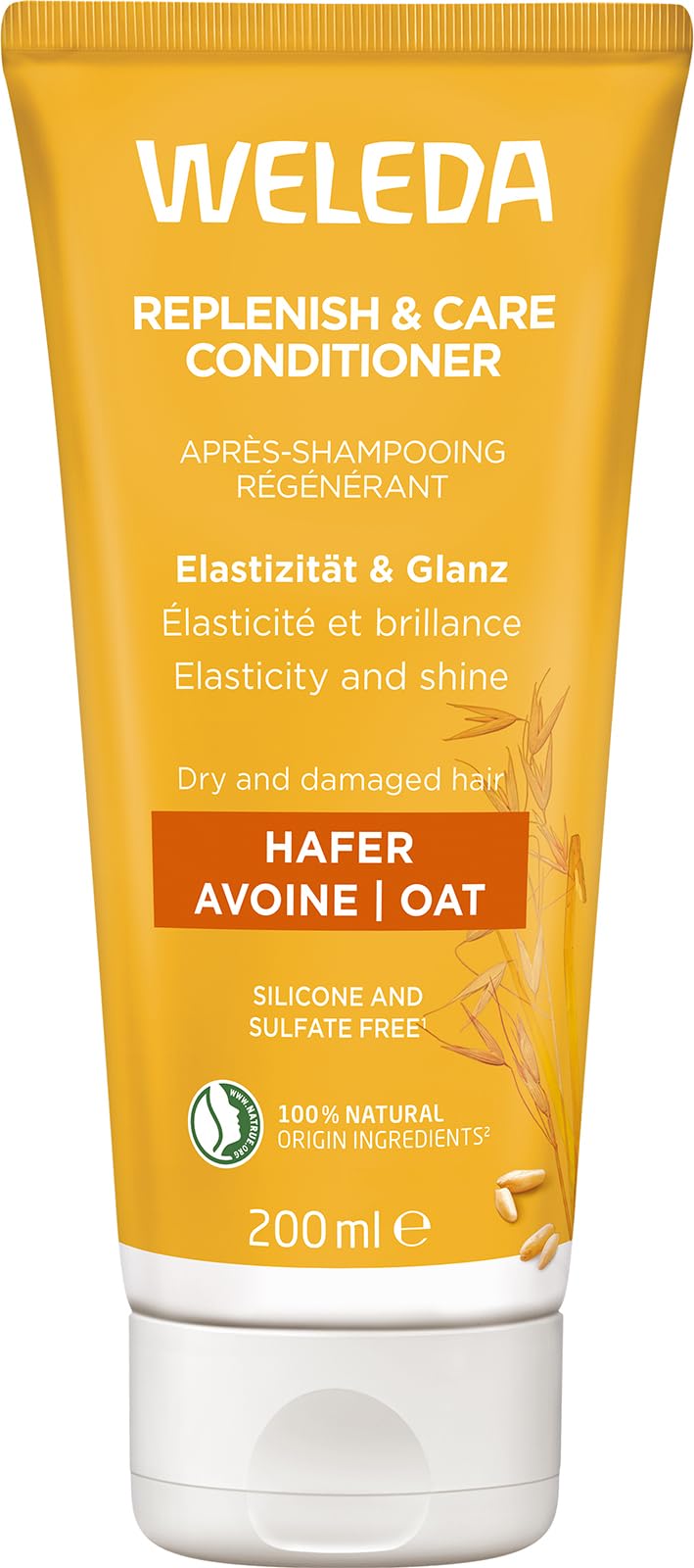 WELEDA Bio Replenish & Care Conditioner Hafer - Naturkosmetik Aufbau Haarspülung verleiht Elastizität, Widerstandsfähigkeit & Glanz - natürliche Haar Spülung für bessere Kämmbarkeit (vegan, 1x 200 ml)