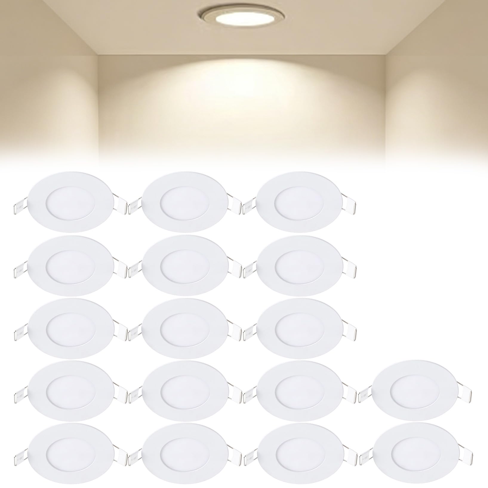 VOGHMOLD 3W Ultra Slim LED Downlight 3 inch, 4000K Recessed Ceiling Light, Cut Φ70-75mm, AC85-265V Flush Mount Spotlights Aluminum Round Panel Lights for Office Hallway, 17 Pack