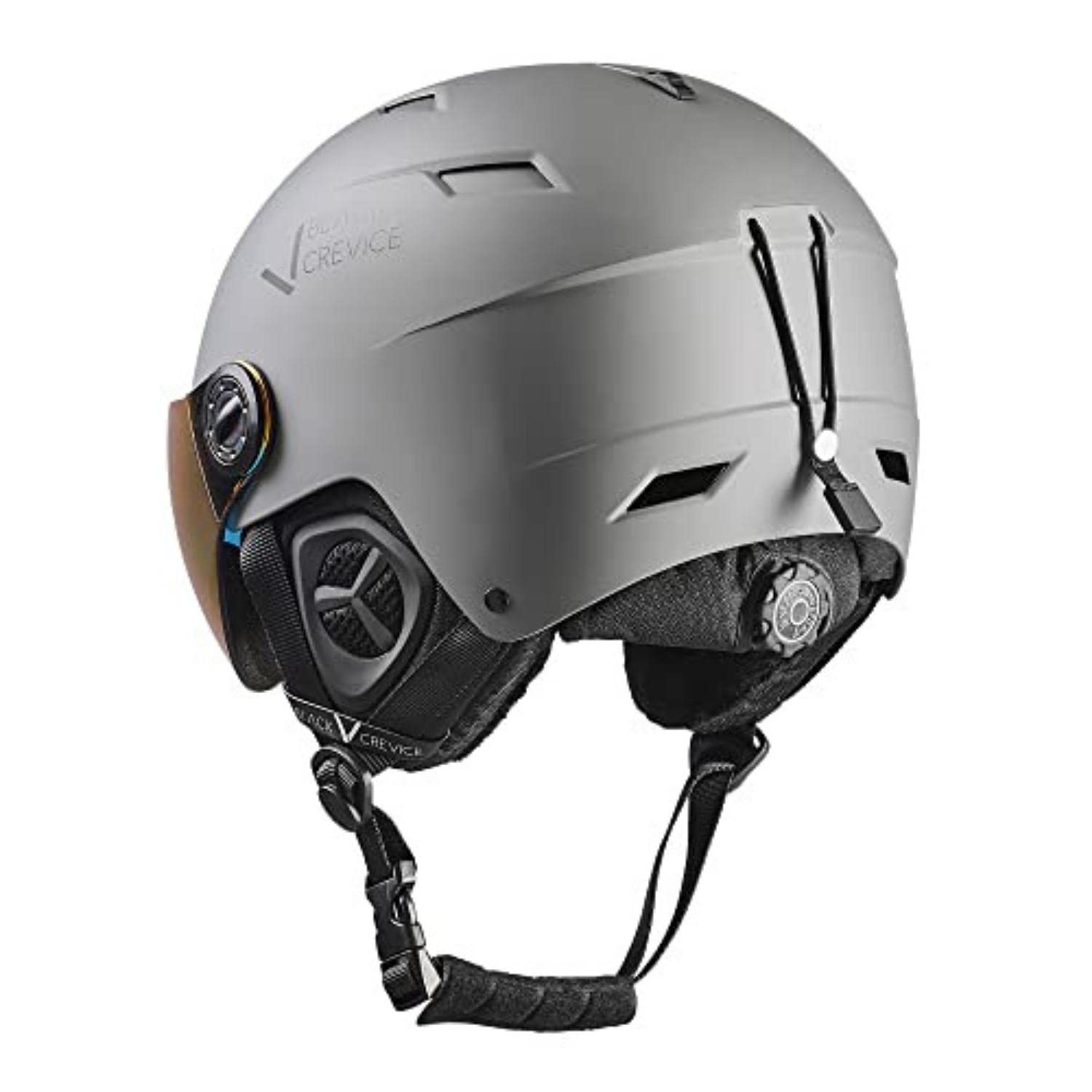 BLACK CREVICE Skihelm Kirchberg mit Visier und Lüftungsöffnungen - Atmungsaktiver Helm für Herren & Damen