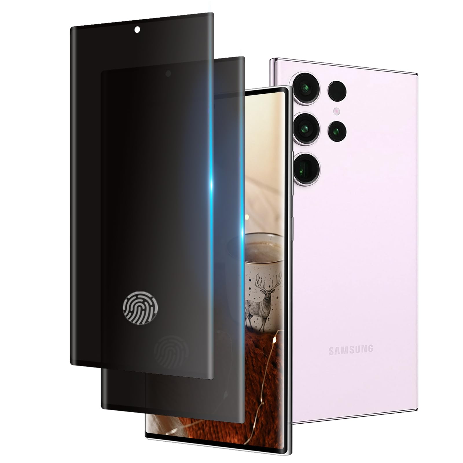 Samsung Galaxy S23 Ultra Privacy Screen Protector, 2 Pack Tempered Glass, Anti-Spy, Anti Scratch & Fingerprint