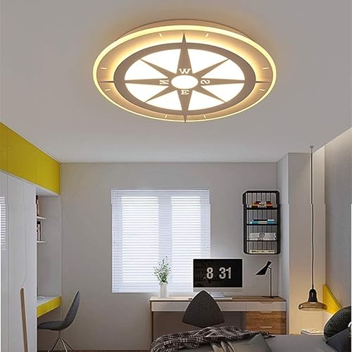 Miniatura 3 de LVZECHEN Lámpara de techo LED simple redonda para niños y niñas, iluminación de dormitorio, brújula de dibujos animados, lámpara de techo para