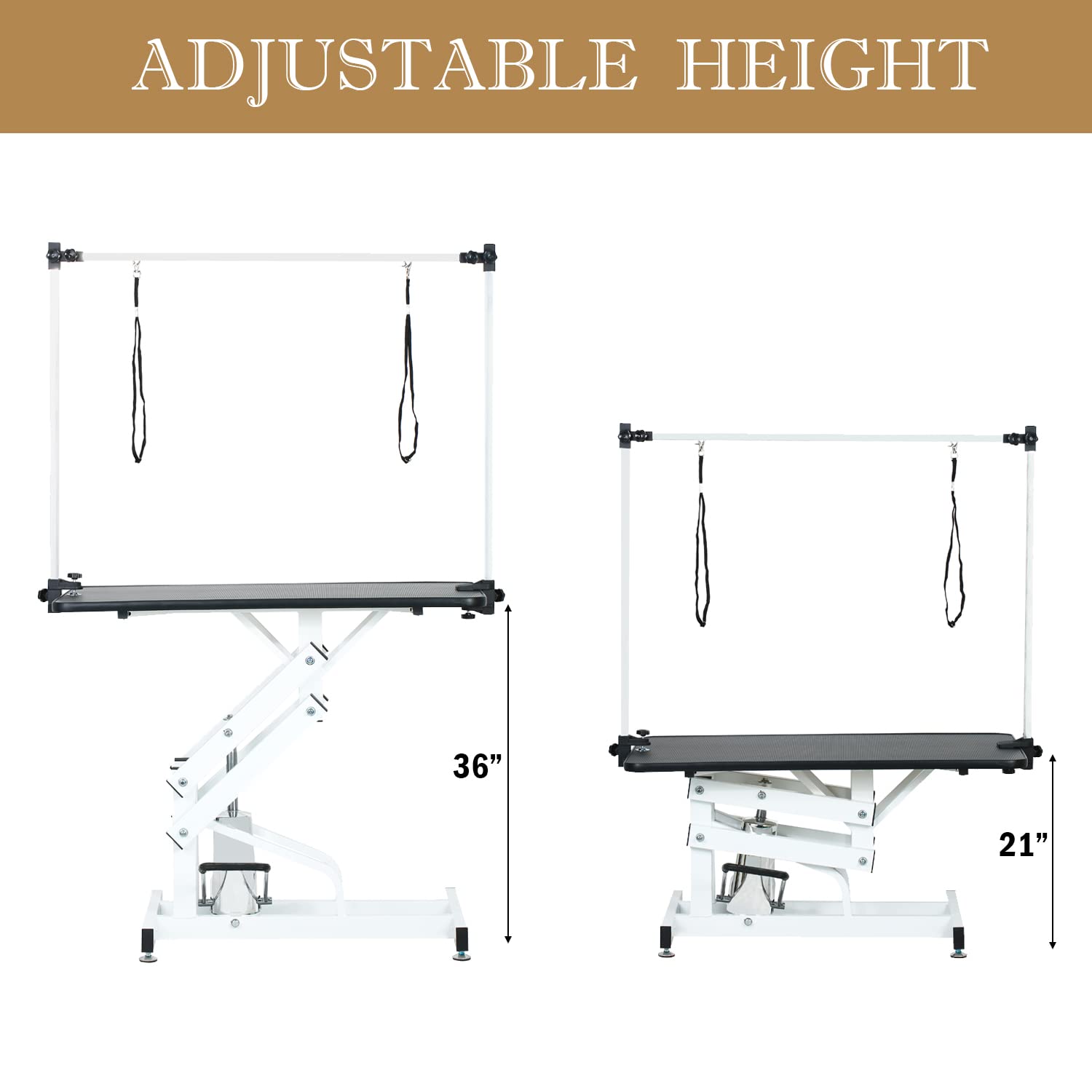 Fegherug Hydraulic Dog Grooming Table for Large Dogs, Heavy Duty Collapsible Professional Grooming Table with Adjustable Overhead Arm and Noose, 42.5''/ Black