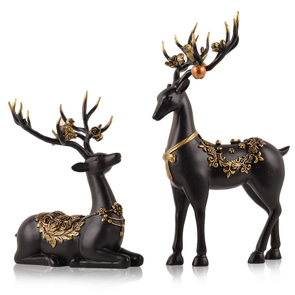 Décoration de cerf en résine noire pour magnifier votre salon européen