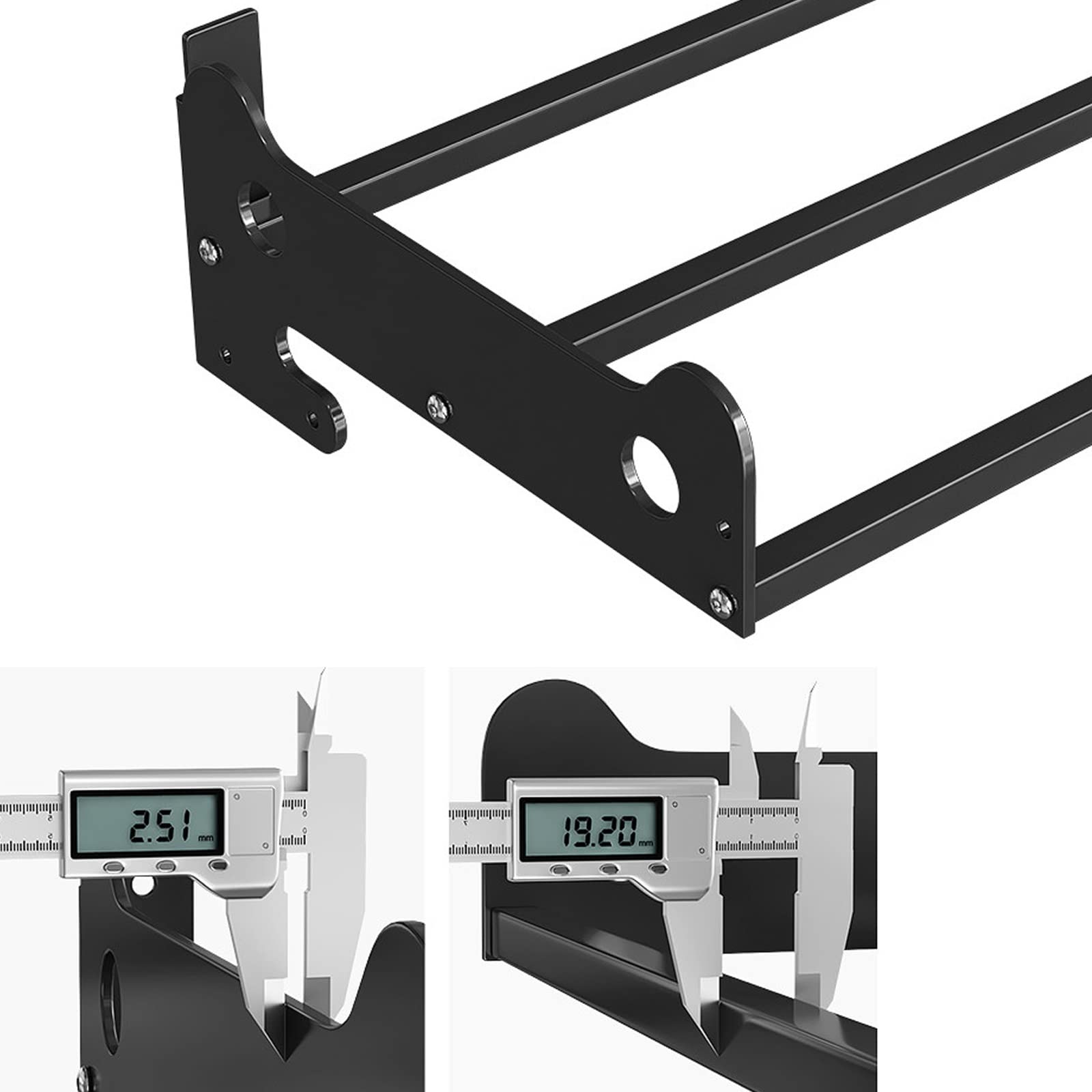 HJXGQJM Acero Inoxidable Soporte for Microondas, Montaje En Pared Escuadras Estanterias,Estante De Horno De Microondas Estante De Frasco De Especias con 5 Ganchos,Negro Estante de Microondas(50x25cm)