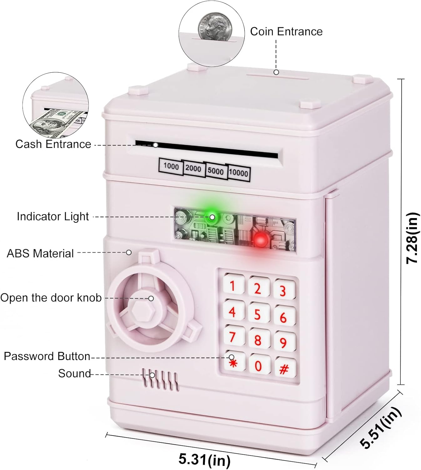 Refasy Piggy Bank for Kids,Boy Toys Electronic ATM Bank Password Money Saving Box for Children Ages 8-13 Kids Piggy Bank Birthday Xmas Gifts for Boys Girls