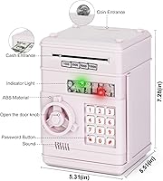 Vista 3 de Refasy - Alcancía electrónica con forma de cajero automático, para billetes y monedas, seguro para niños, regalo genial