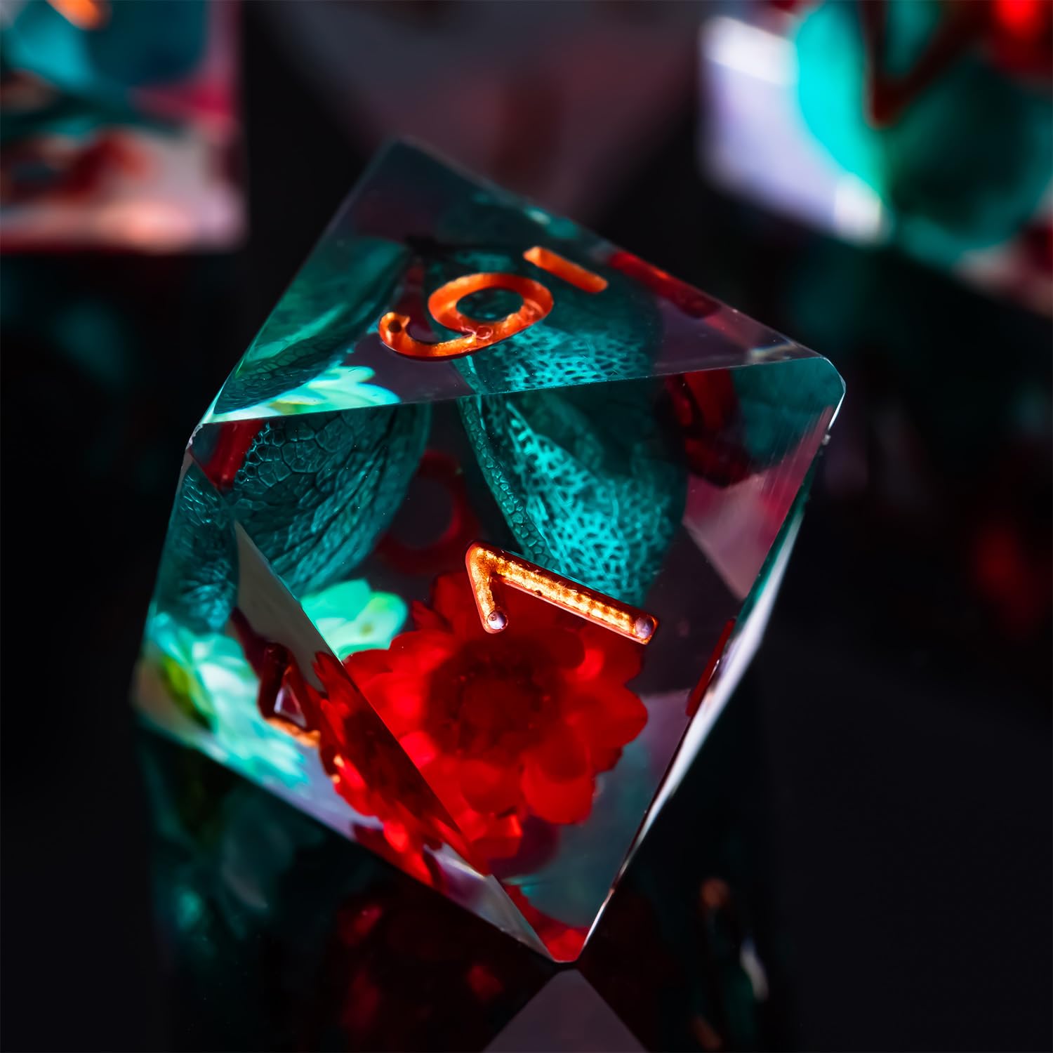 Set di dadi DND, 100% fatti a mano, con bordo affilato, 7 pezzi, in resina, poliedrici, FugaCity Dungeons and Dragons, set di dadi per D&D con sabbia dorata cristallina, per giochi di ruolo e MTG