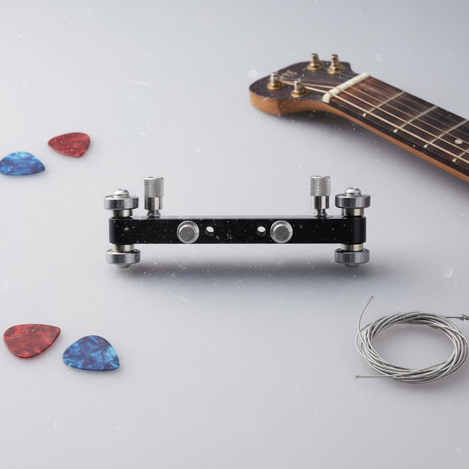 Útil Nivelación para Guitarra con Cojinetes Ajustables y Superficie Aleación Aluminio para Lograr un Eficiente Cejuelas y Puentes para una , Plata