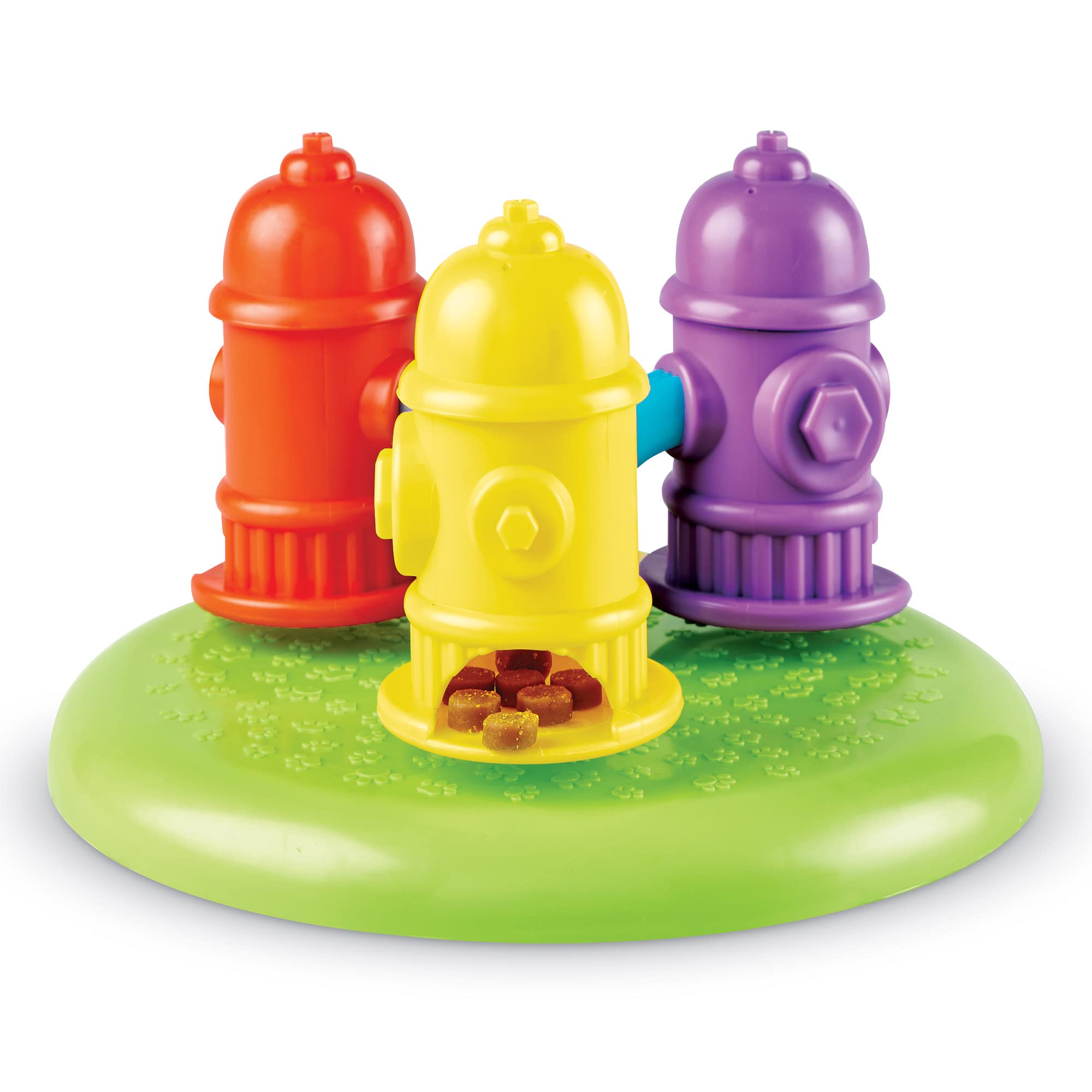 BrightKins Puzzle Distributeur de friandises en Forme de bouches d’Incendie tournantes pour Animaux de Compagnie, Jouets interactifs pour Chiens, Jeu interactif d’Alimentation Lente, 3 Niveaux