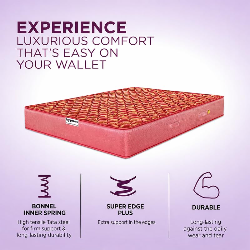 Image of Hypnos Caspio 6 Inch Bonnell Spring Orthopedic Mattress | Single Size (72X36 Inch) | Medium Firm Back & Body Support | Premium Comfort & Breathable Fabric | Even Weight Distribution | 5-Year Warranty