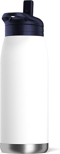 Miniatura 2 de Hydrapeak Flow - Botella de agua aislada de 32 onzas con tapa con popote, botella de agua, botella de agua de metal, botellas de agua aisladas de