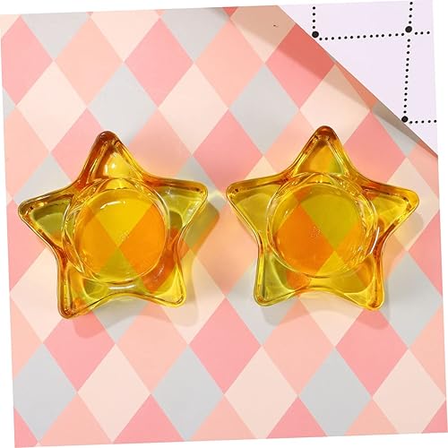 Miniatura 4 de Artibetter Candelabro de estrella de cristal antiguo, soporte de vela de cristal, tarros de vela transparentes, candelabros de colores, manualidades