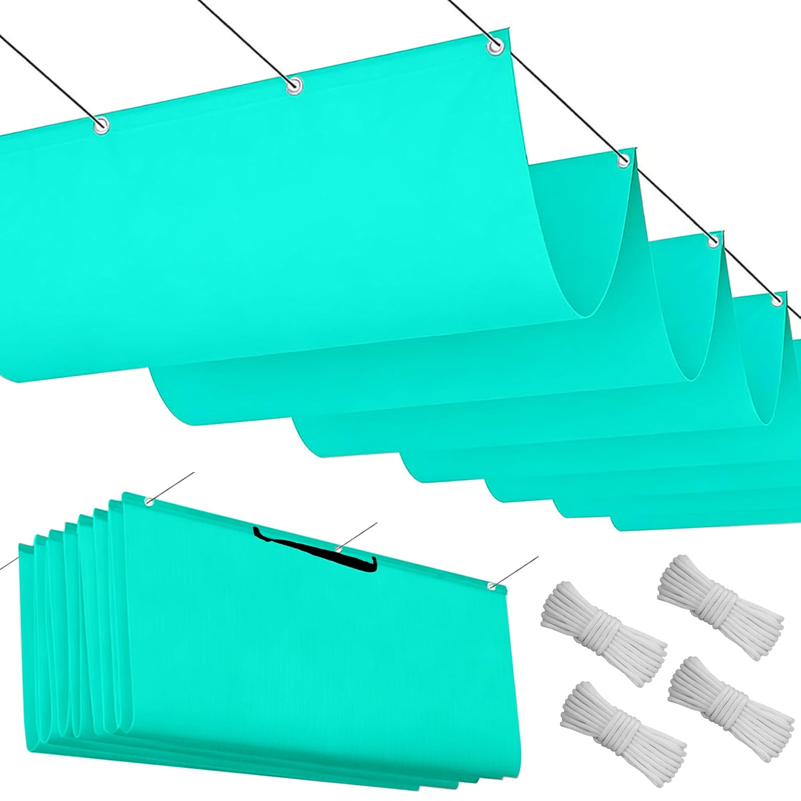 Voile ombrage vague rétractable bleu pour supprimer la chaleur sur le balcon