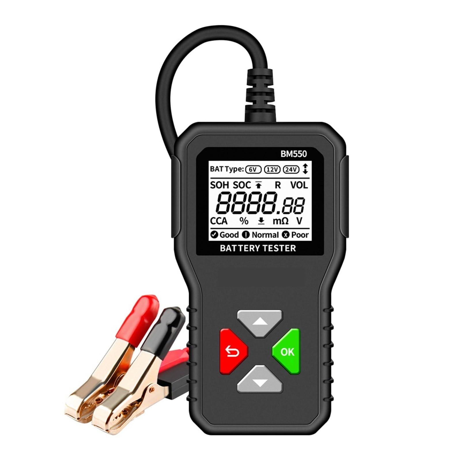 Tester Akumulatora Samochodowego 6V 12V 24V 100-2000 System Akumulatora CCA Wykrywa Analizator Akumulatora Samochodowego Narzędzie Do Akumulatora Samochodowego Profesjonalne Narzędzie Diagnostyczne