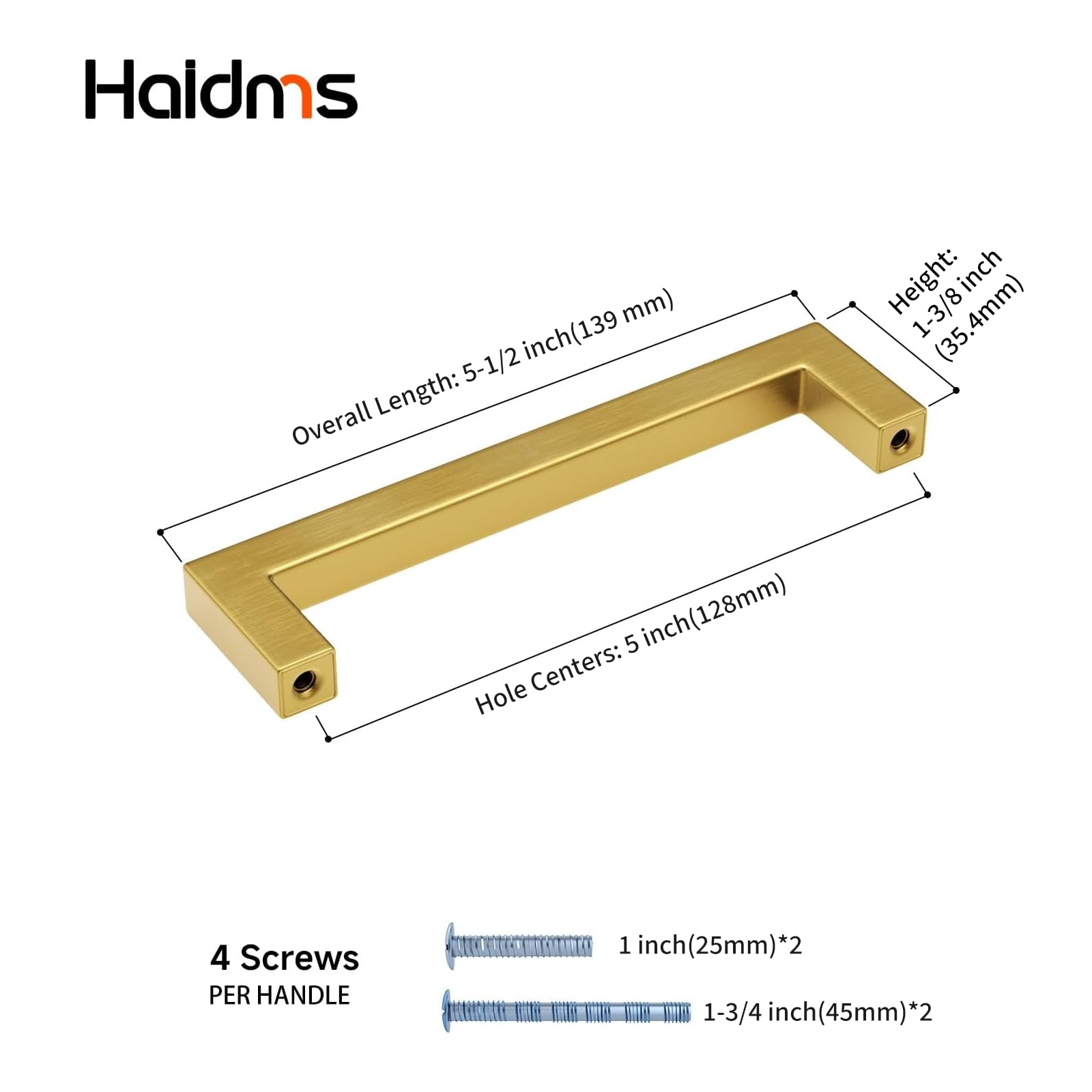 Condition photo showing Brand New for haidms 30 pack | 5 inch gold cabinet handles brushed gold drawer pulls stainless steel cabinet hardware square bar modern cabinet handles for kitchen bathroom cupboard
